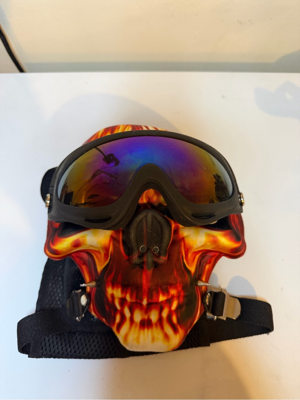 Flame Skull Smoke gas Full-Face Goggles Mask - Black/Red